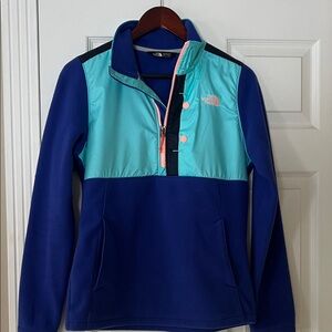 The North Face Aqua and Navy Fleece Pullover